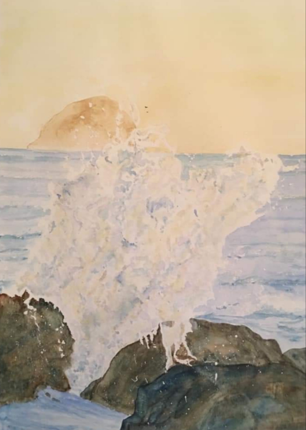 Making a Splash at Lendalfoot, Ayrshire Genuine framed watercolour 17 x 21 inches £125